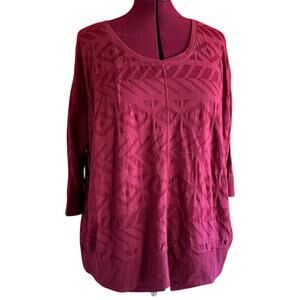 Womens Top Size 22 Burgundy Geometric Abstract Professional Office Attire Indie